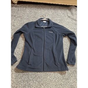 Columbia Women's Full Zip Fleece Jacket Size Large Blue Heather Zip Pockets